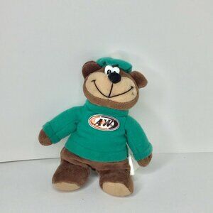 A&W Root Beer 7" Brown Bear Plush Green Sweater Hat Stuffed Animal Plushie